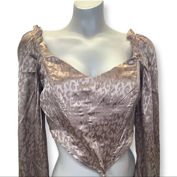 Milk & Honey Size Large Satin Cheetah Print Wired Bustier Top. New With Tags. - Picture 1 of 6